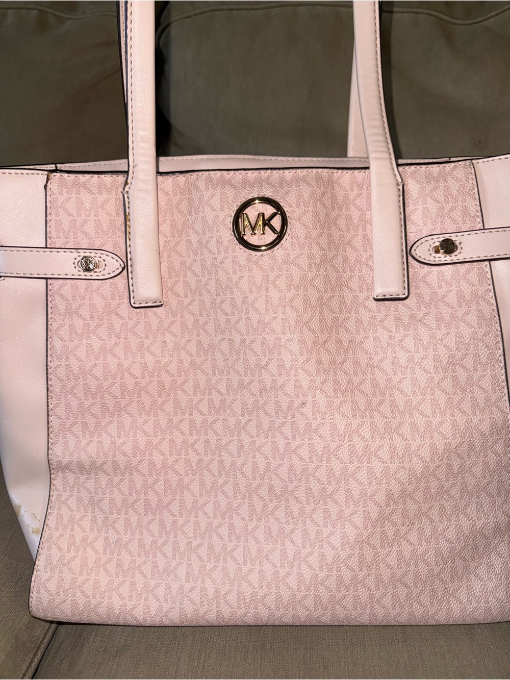Michael Kors Light Pink Monogram Tote with Gold Logo